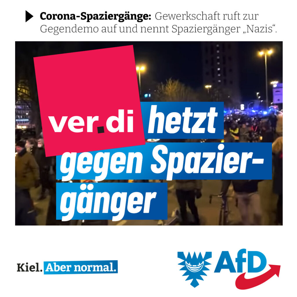 AfD Kiel: Gewerkschaft Verdi hetzt gegen Spaziergänger