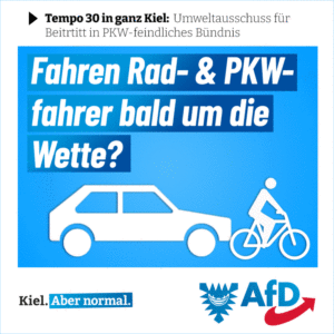 AfD Kiel: Fahren Rad- und Pkw-Fahrer bald um die Wette?