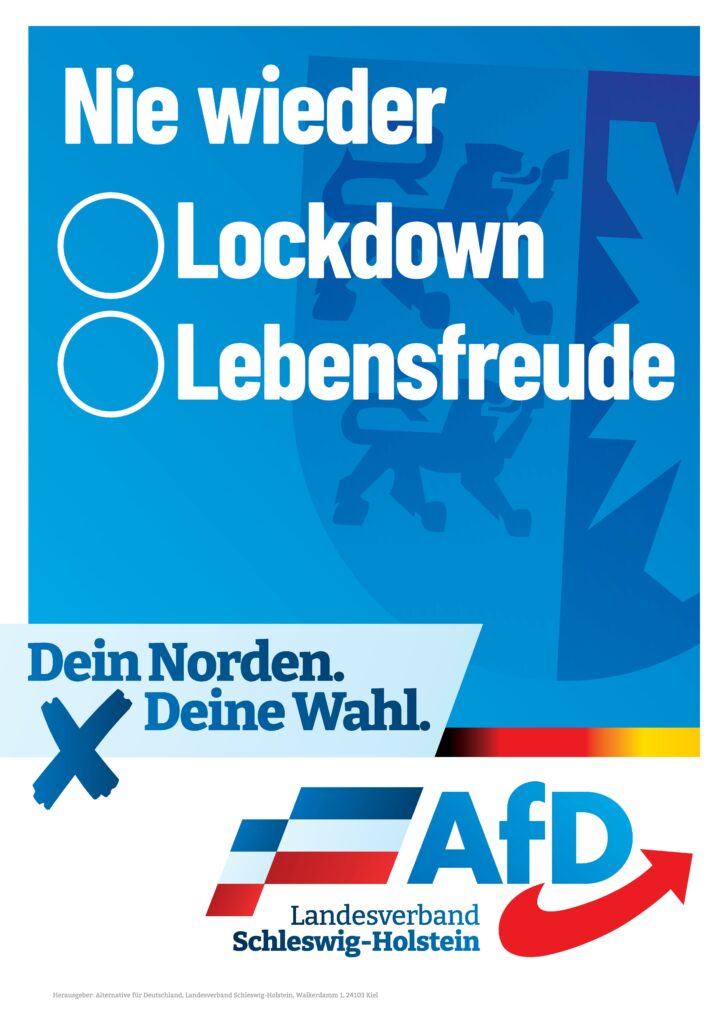 Plakat der AfD zur Landtagswahl 2022: Nie wieder Lockdown oder Lebensfreude